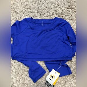 Blue Long Sleeve Crop Top